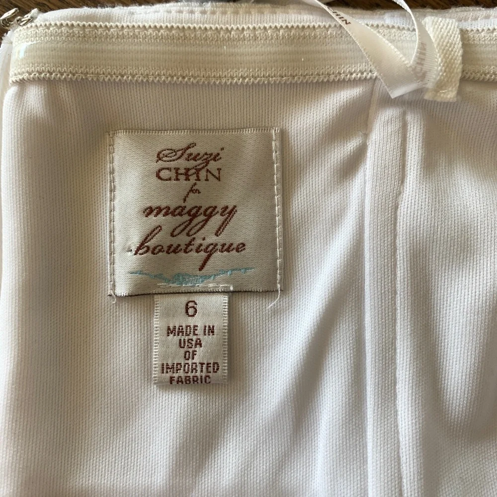 Suzi CHIN for Maggy Boutique Lace /Crochet White Strapless Dress Size 6 - Picture 6 of 10